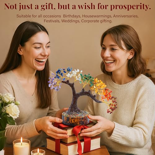 Image of Crocon 7 Chakra Bonsai Crystal Tree, Healing Crystals Home Decor | Spiritual Gift, Birthday Gifts Women, Mom, Sister | Housewarming Gifts New Home | Meditation Decor, Gift for Her Grandma