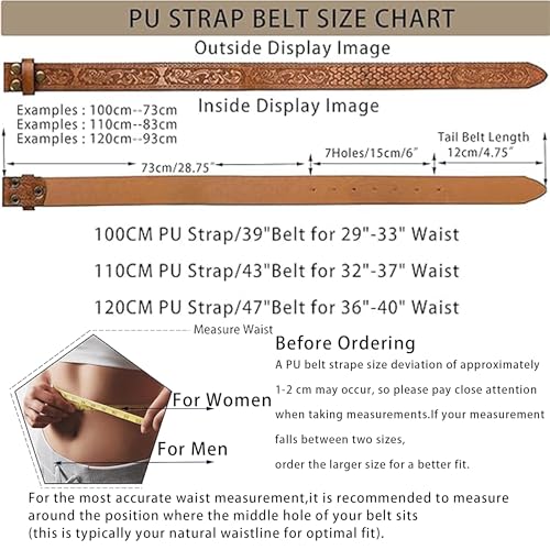 Image of UTOWO Men Women Retro Belt Strap without Buckle 1.5 inch Wide Classic Western Embossed PU-Leather Belt for Jeans