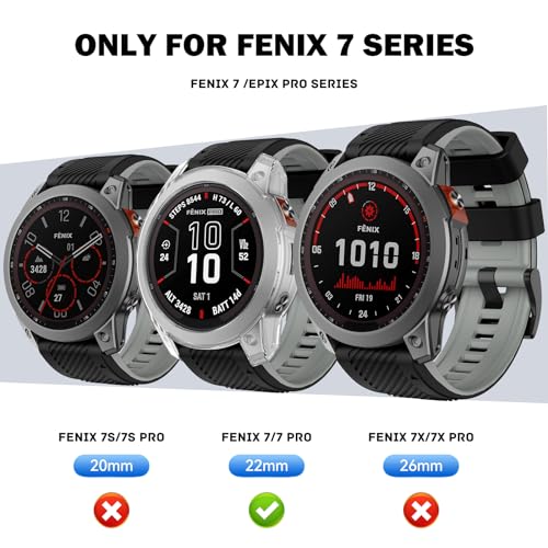 ISABAKE Etui kompatybilne z Garmin Fenix 7 / Fenix 7 Solar, etui ochronne miękkie TPU Bumper Shell do smartwatcha Fenix 7
