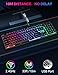 CHONCHOW Wireless Gaming Keyboard, Rechargeable 104 Key Rainbow LED Light Up Keyboard for PC PS4 PS5 Xbox One Laptop, Teclado inalmbrico, Black (Wireless)