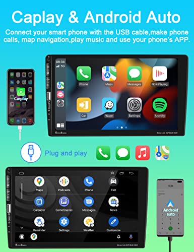 Single Din Apple Car Play Android Auto Car Stereo, Podofo 9 Inch Hd Touchscreen Car Radio Car Audio Receivers With Bluetooth Usb/Type-C Ports Ios/Android Phone Mirror Link Swc Fm Radio Backup Camera #TOP1