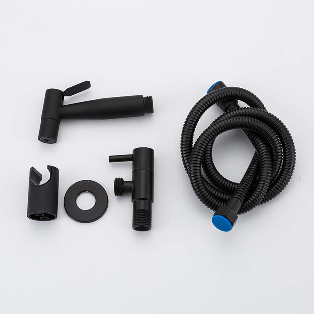Set di doccetta Bidet Nero Opaco, doccetta a Mano Shattaf per Installazione a Parete a Incasso, Rubinetto monocomando in Acciaio Inox 304