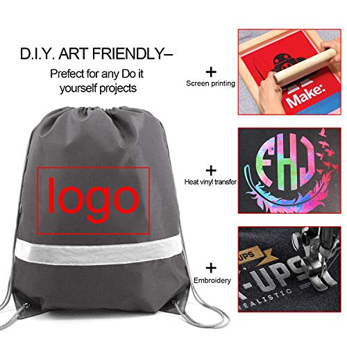 Beegreen 20 Pieces Dark Grey Drawstring Backpacks Bags Bulk, String Bags Reflective Cinch Sack, Diy Blank Drawstring Bags For Women And Men #TOP1