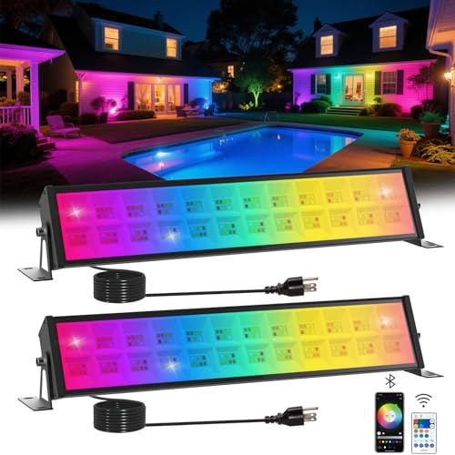 T-SUN 60W RGBCW LED Stage Wall Washer Lights, Dimmable Waterproof 16 Million Colors &Timing&Music...