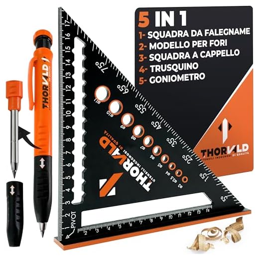 THORVALD Squadra Falegname Multifunzionale 180 mm