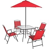 Mainstays Albany Lane 6-Piece Folding Dining Set, Red