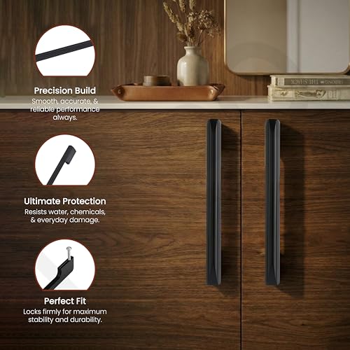 Image of LAPO 6 Piece Handle for Cabinet Wardrobe, 10 Inch Long Pull Handle with Comfy Grip, Aluminum Handle for Kitchen, Bedroom, Office, Cabinet Wardrobe with Screws (Black, 250mm (10 inch) M-FB