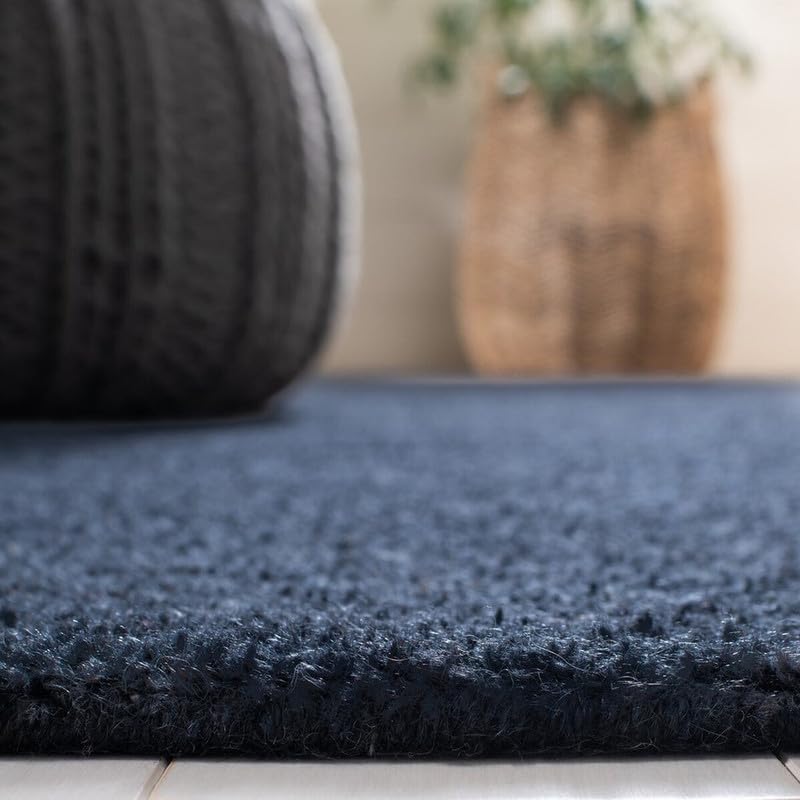 Image of Handmade Pure Woollen Carpet Collection for Hall with 1.0 inch inch Thickness 7 X 7 Feet - Round Bleck