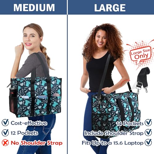 Image of Nurse Bags for Work Nursing Bag Multiple Pockets Waterproof Organizing Zip Top Clinical Bag for Nursing Students Home Health