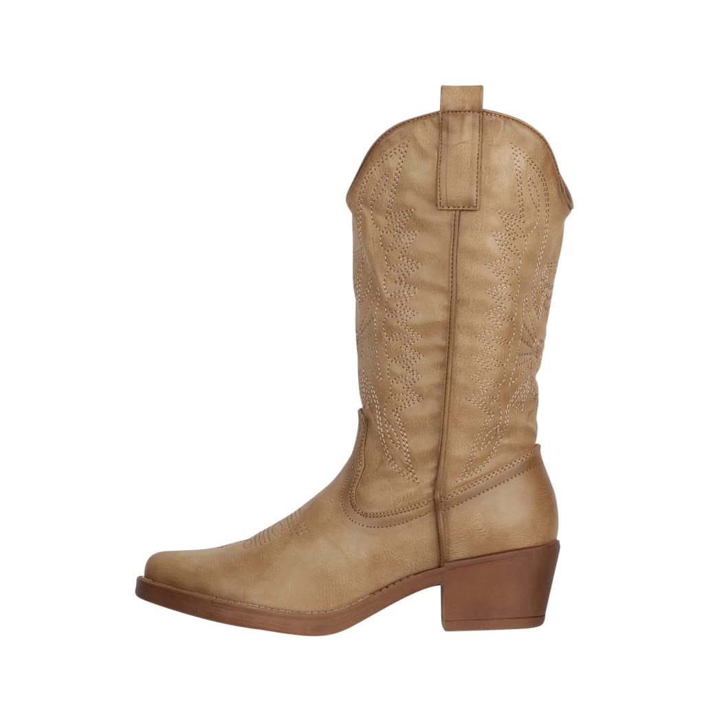 Elara Stivali da Cowboy Donna Motociclista Chunkyrayan 301-A32P Khaki PU-39