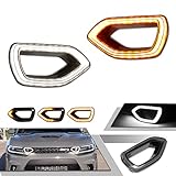 GTINTHEBOX for 2015 2016 2017 2018 2019 2020 2021 Dodge Charger SRT Scat Pack Pig Nose Grille Lights Smoked Switchback LED White DRL Amber Turn Signal Lamp