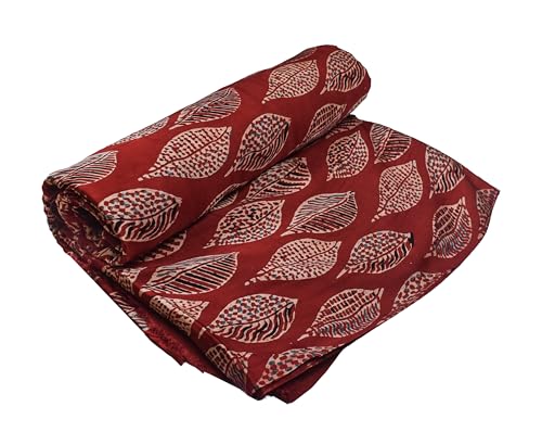Image of Ethnics of Kutch Womens's Ajrakh Modal Silk Natural Dye Hand Block Print Unstitched Kurta Fabric