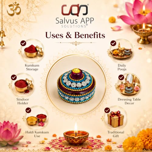 Image of Salvus APP SOLUTIONS Decorative Multicolor Plastic Round Kumkum /Sindoor Box (4 cm)