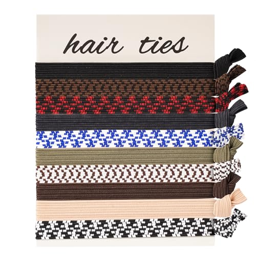 EasYoung 10-Pcs Knotted Wide Hair Ties for Men with Long, Curly, Thick or Dense Hair - Elastic No-Crease Coils for Buns