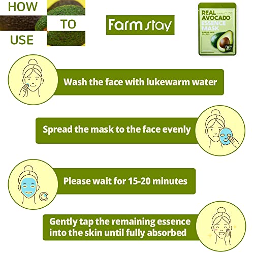 Farmstay] Real Essence Mask(10 Sheets) - Avocado | Korean Skin Care Mask Sheet #TOP4