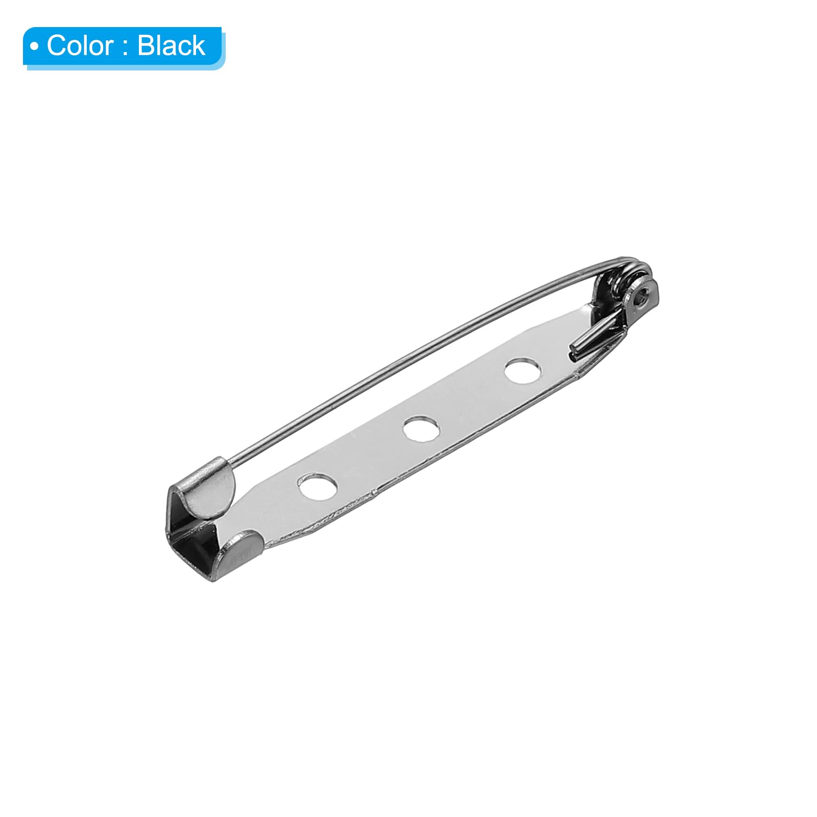 PATIKIL 40mm Spilli per Badge a Barretta con Schienale Piatto, Nero, 50 Pezzi