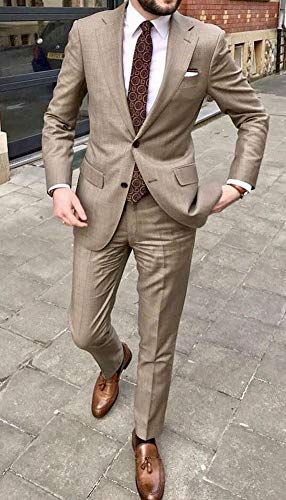 Men's 2 Pieces Khaki Suits Wedding Suits for Men Groom Tuxedos2