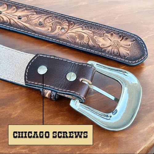 DANIEL'S ARTPLANET Western Belt for Men Full Grain One Piece Leather Belt Tooled Handmade with Buckle Engraved 1.5” Wide4