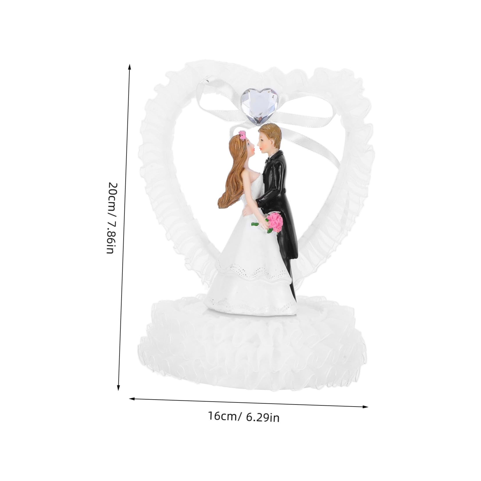 COLLBATH Romantische Hochzeitspaar Figur aus Kunstharz als Tortenaufsatz Weiße Brautpaar Dekoration für Hochzeitstorte und Festliche Tischdeko
