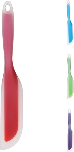Cuchillo de silicona antiadherente en forma de espátula de cocina flexible con espátula de espátula, utensilios de cocina con núcleo de nailon (rojo)