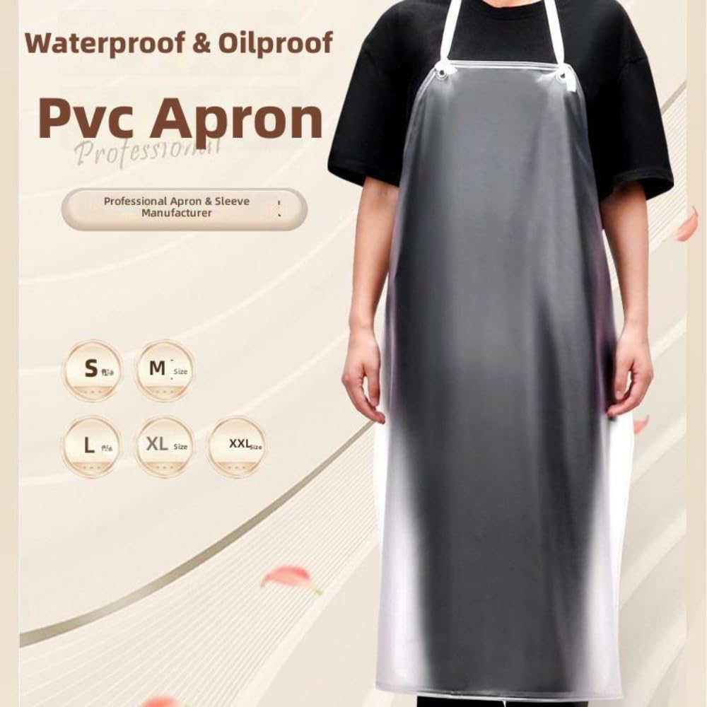 Delantal de PVC Transparente Impermeable, Delantal de Trabajo Pesado Resistente a Productos Químicos y Aceite, Correas Ajustables para Hombres y Mujeres, Ideal para Lavado de Platos,
