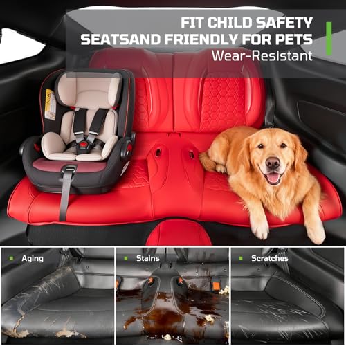Image of Custom Leather Car Seat Covers for Ford Mustang 2015-2023 Coupe, Red