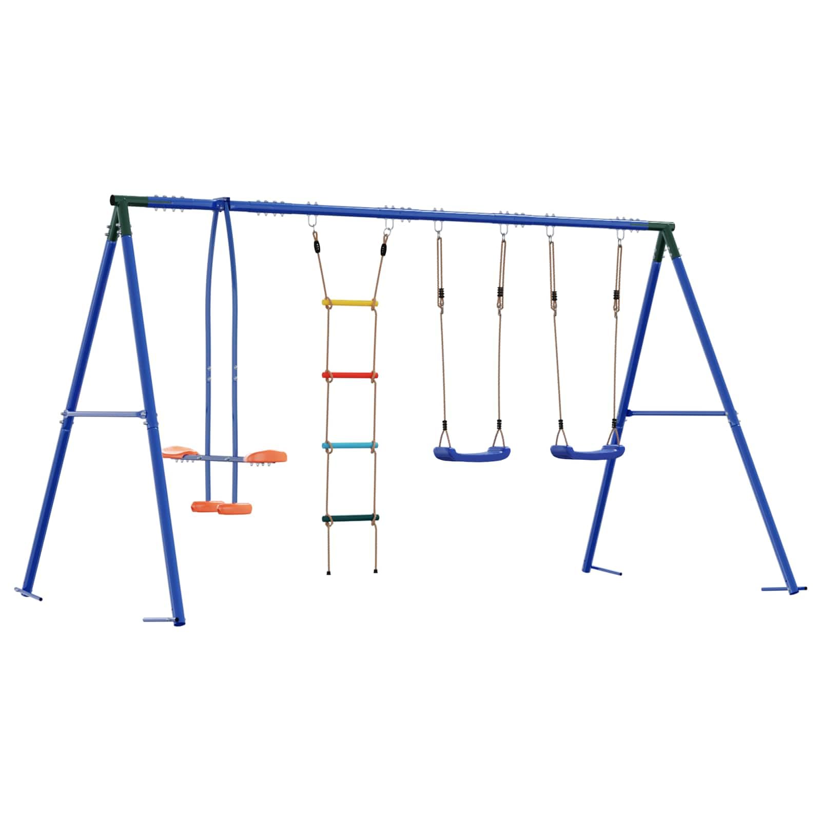 Set altalena da giardino con telaio ad A, regolabile in altezza, telaio in acciaio, dimensioni 330 x 185 x 185 cm, per bambini da 3 a 10 anni