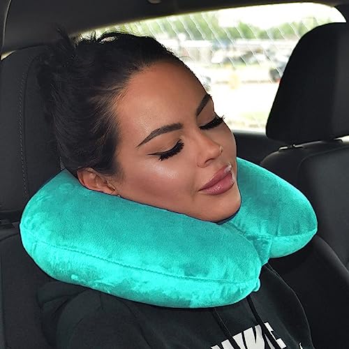Nitsha Velvet Unisex Soft U Shape Neck Rest Pillow for Travel Flight, Train, Bus, car Ideal for Men Women Boys Girl - Color - Sky Blue