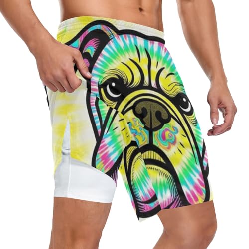 Short de sport homme anti transpiration à poches imprimé carlin GuoChe