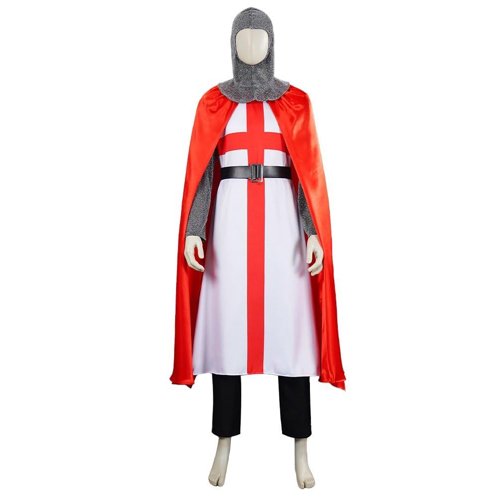 Kostium templariusza rycerza, średniowieczny strój krzyżowca, renesansowy strój na Halloween, cosplay dla dorosłych