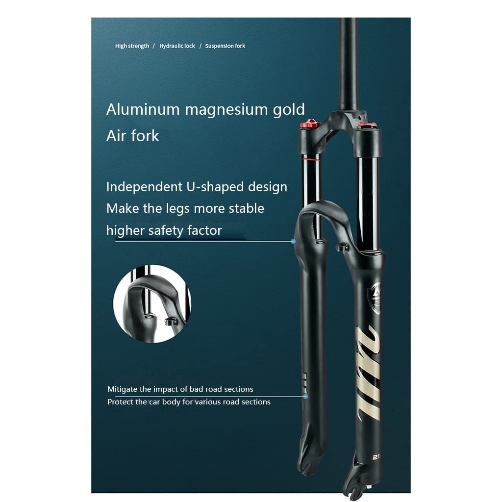 26" 27,5" 29" widelec pneumatyczny MTB XC AM ultralekki widelec do rowerów górskich z regulowanym odbiciem, QR 1 1/8" 1/2", skok sprężyny 9 mm, 100 mm ręczny / pilot blokady.