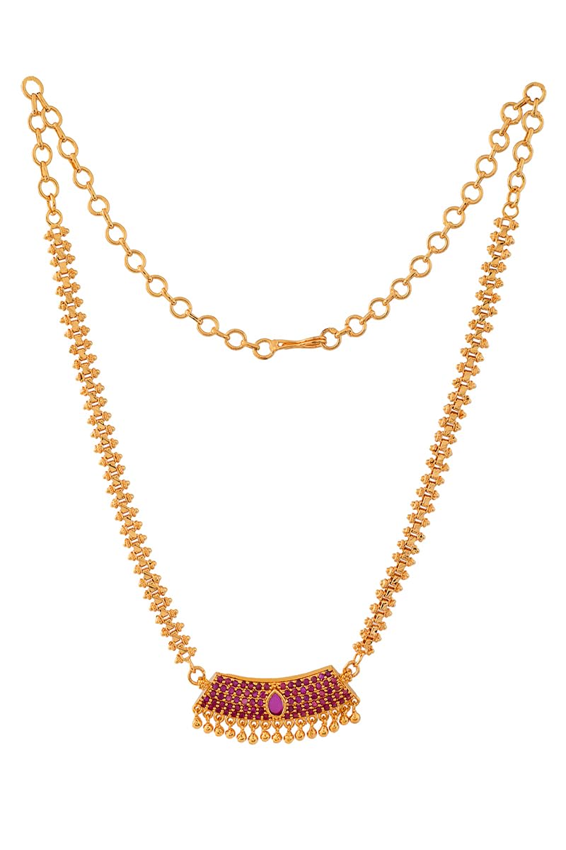 Radhas Creations Traditional Ruby chain necklace Medium length 20" inches Length One Gram Gold Plated For Women and Girls (B07PB2RDVV) Amazon Price History, Amazon Price Tracker