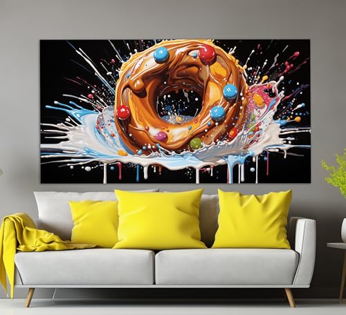 Tableau abstrait de beignet 30x60cm avec cadre intérieur pour décoration murale de confiserie