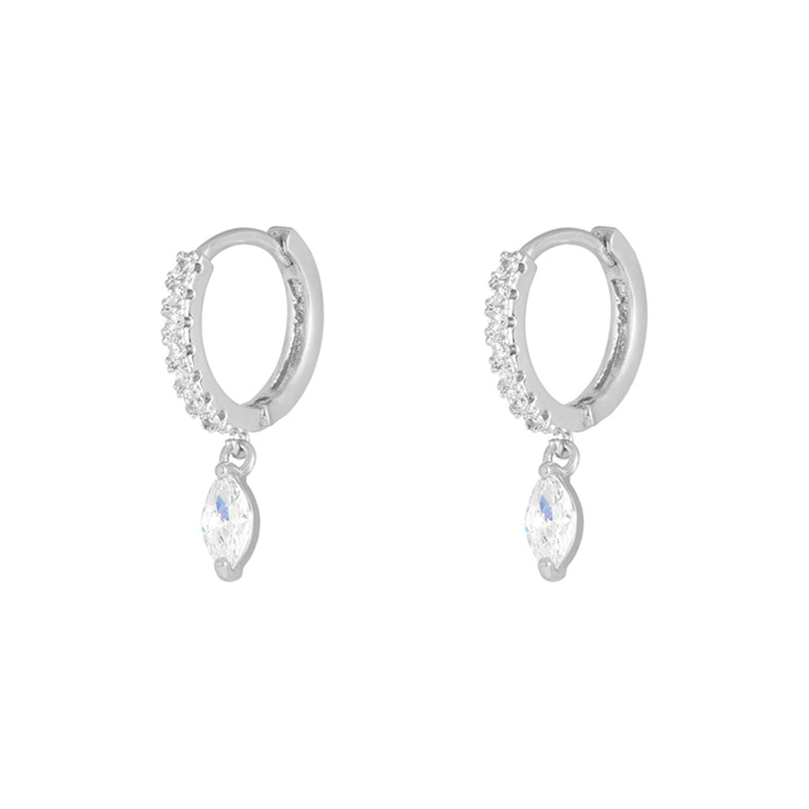 CFWSHJ 925 Sterling Silber hängende Creolen für Frau, Party, Verlobungsgeschenk, glitzernder Langer Ohrring, edler Schmuck, Zubehör yc623 (Gem Color: 2 1PCS)