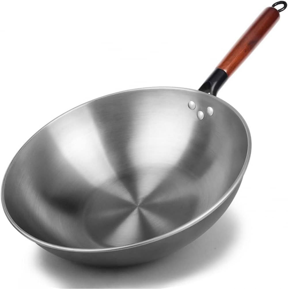 ASerZenith Handmade Iron Wok Traditional Cookware Iron Pot Non-Coating Wok Gas Cookware,30Cm