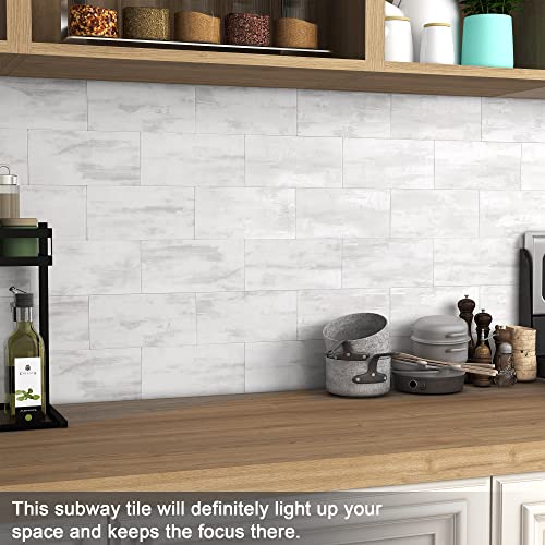 Vaovi Peel And Stick Backsplash Subway Marble Tiles,Kitchen Wall Bathroom Shower Individual Tile Stickers 3.93Inx7.87In(23Tiles,Gray) #TOP3