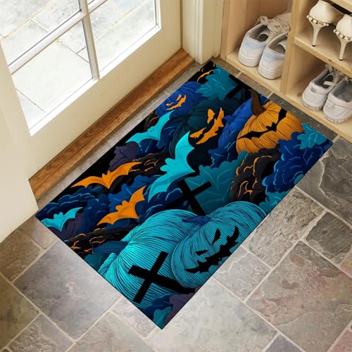 Tapis de porte lavable intérieur 60x90 turquoise style fantastique