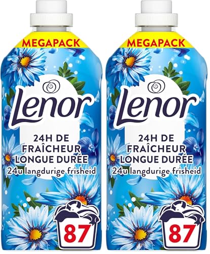 Lenor Adoucissant 87 Lavages, Parfum Envolée d’Air, 24H De Fraîcheur Relaxante, Avec Une Touche D’Huiles Essentielles, Testé Dermatologiquement (Lot de...