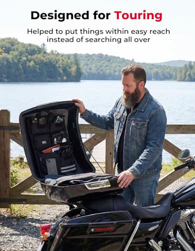 Organizador KEMIMOTO con sistema de liberación rápida para tapa de Tour Pack compatible con Road Glide, Road King, Street Glide 1993-2013 miniatura 6