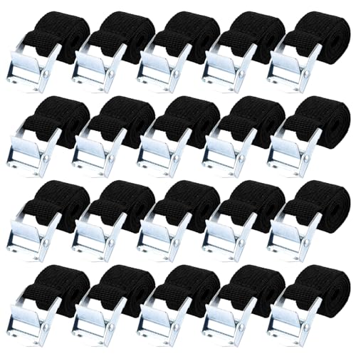 Sangles d'arrimage noires de 50 cm avec fermeture a serrage reglable de 25 mm lot de 20