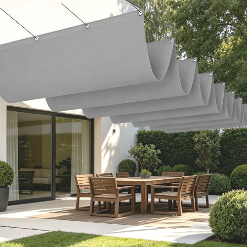 Voile d'ombrage imperméable 450x620 cm avec oeillets gris clair - 2