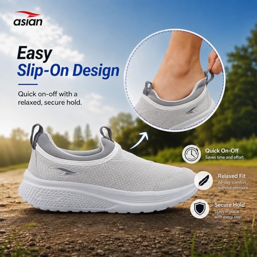 Image of ASIAN Wonderwalk-31 Men's Walking Shoes | Slip-On Daily Walk Trainer with Breathable Knit Mesh, Memory Foam Comfort & Lightweight Design