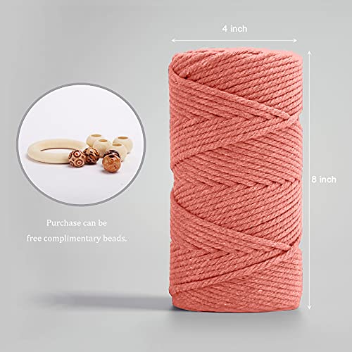 Image of ZUEXT Macrame Cord, Passion Pink, 5mm x 109yds Cotton String Macrame Yarn | 100% Natural Handmade, 4 Strands Twisted Cotton Rope, For Wall Hanging Plant Hangers Gift Wrapping Tapestry DIY Crafts, 100m