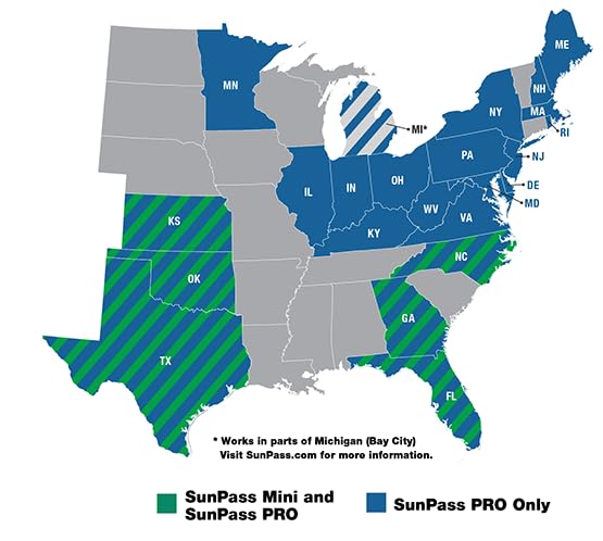 Image of Sun Pass Pro Universal Toll Transponder - Prepaid Electronic Pass for Florida & 21 Additional States (MINI)