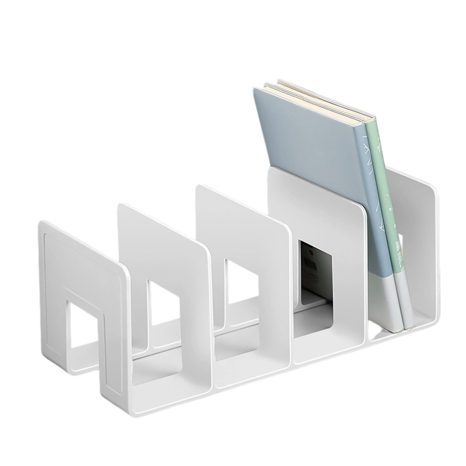 Bookend for Shelf 4 Section Acrylic Book End Magazine Stand 4 Compartment Space Saving Organiser Stopper Acrylic Bookends for Shelves