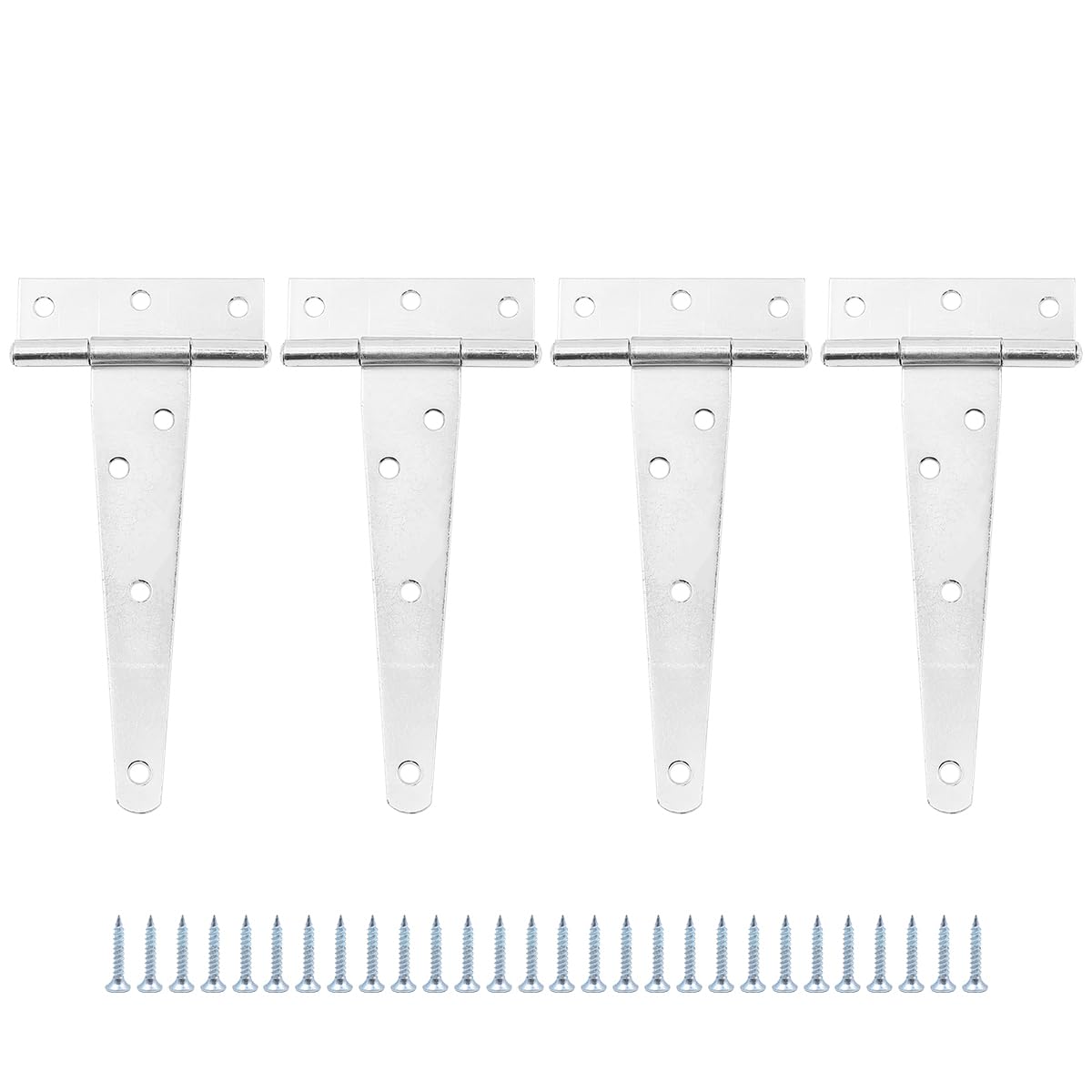 Set of 4 ZONADAH Garden Shed Door Hinge Heavy Duty T Hinge with Straps 127mm/5" Rustproof T Hinges Gate Door Barn Forged with Screws for Gates Sheds