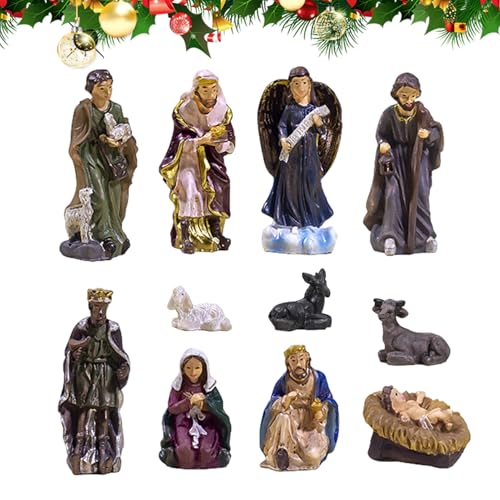 yupeuooe Christus-Krippenstatue,11 Stück Weihnachtskrippe aus...