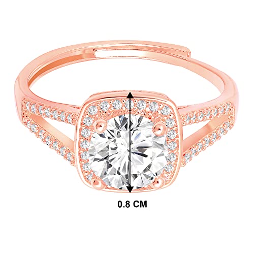 Plated Cubic Zirconia Studded Solitaire Adjustable Finger Ring, Stylish Jewellery