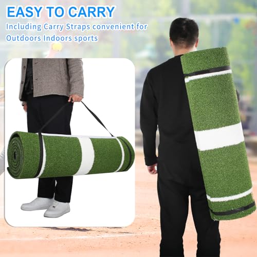 Image of Softball Pitching Mat 10' x 3' with Pitching Mound-Green /Red