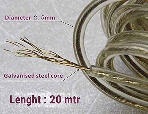 Image of Sakoraware 20 Meter Cloth Drying Ropes PVC Coated Steel Anti-Rust Wire for Dry Clothes with Hook | Portable for Travel Heavy Duty Plastic Skipping Rope Clothesline (Set of 2, Multicolor)